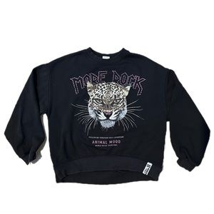 Zara black cheetah sweatshirt “More Rock “